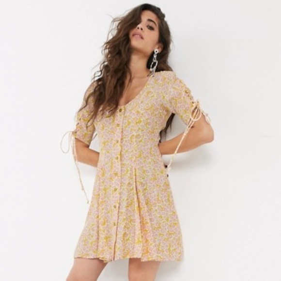 Nwt Free People Laced Up Mini Floral Dress - Picture 3 of 9